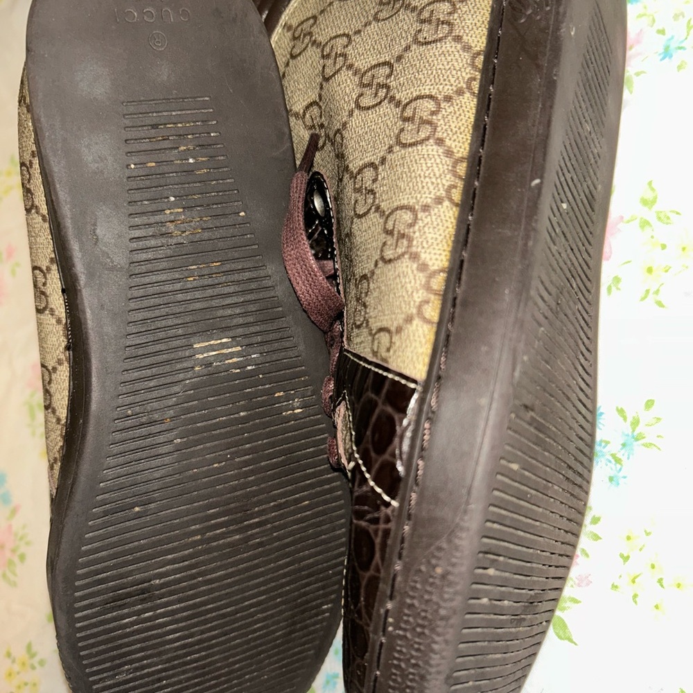 Gucci Women's Brown and Cream High-Top Sneakers - Picture 8 of 9
